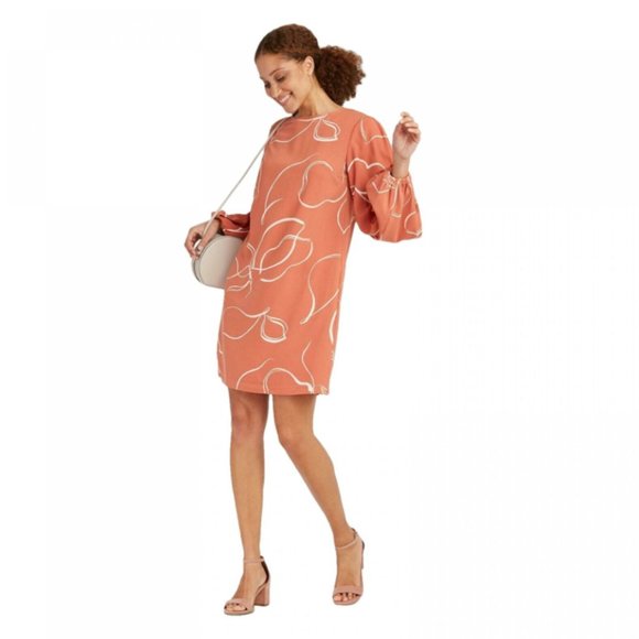 a new day Dresses & Skirts - HOST PICK A New Day Women's Long Sleeve Keyhole Neck Shift Peach Dress